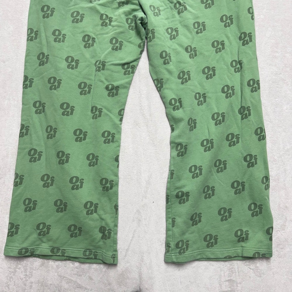 Lazy Oaf Green Oaf Logo Print Wide Leg Sweatpants Joggers UK 18 US 14 - Picture 11 of 12